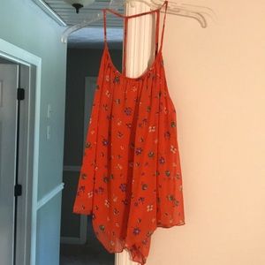 Orange floral tank top